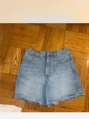 Zara Light Blue Denim High-Rise Shorts